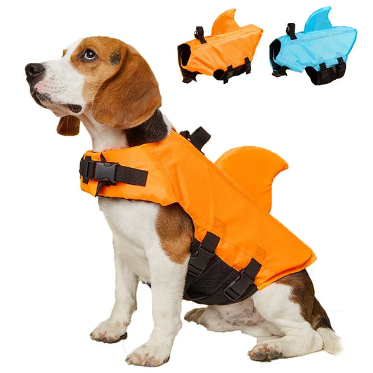 Shark Fin Dog Life Jacket 🦈 Buoyant Safety Vest for Swimming & Boating