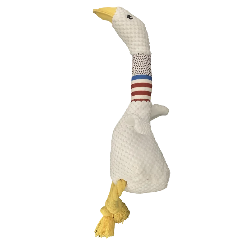 Interactive White Goose Dog Toy 🪿 – Long-Necked Plush Squeaky Chew Toy for Dogs
