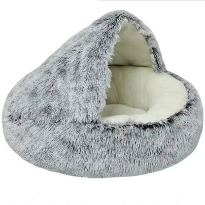 Winter Plush Cat Bed Semi-Enclosed Cozy Nest for Cats
