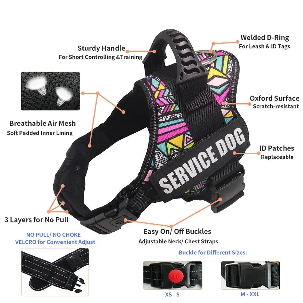 Service Dog Harness Vest – Reflective & No-Pull Design