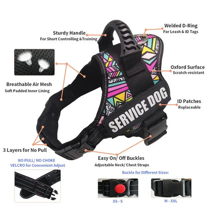 Service Dog Harness Vest – Reflective & No-Pull Design
