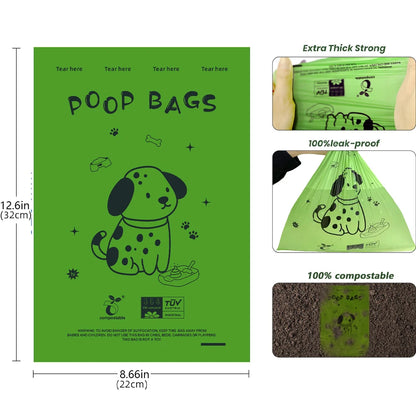 🌱 Compostable Dog Poop Bags – Eco-Friendly Leakproof Pet Waste Bags 🐶