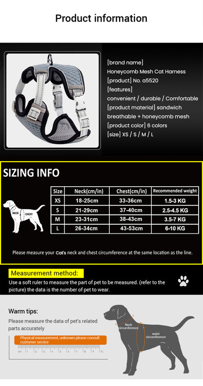 🐱 Cat Harness & Leash Set 🐾 Adjustable & Escape-Proof Design