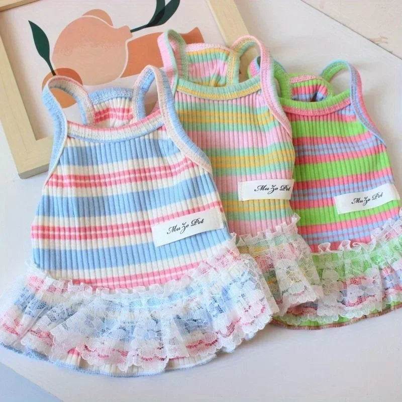 👗 Small Dog Princess Dress ✨ Lace Summer Outfit for Puppies & Cats