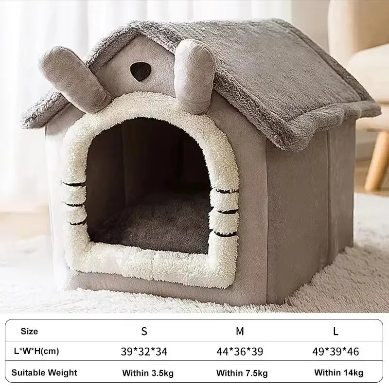 Foldable Dog House Warm Winter Pet Bed for Dogs & Cats