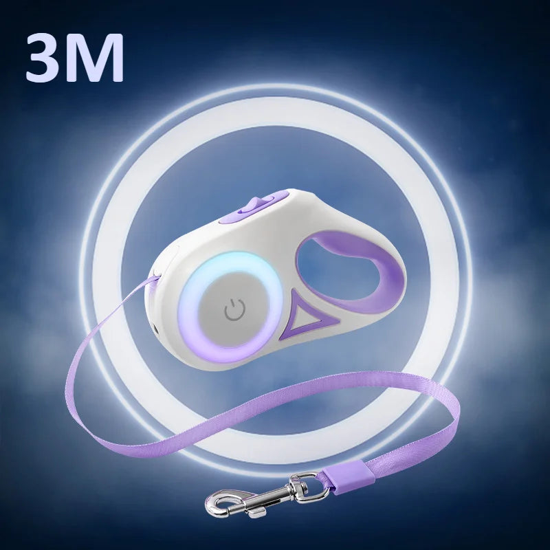 LED Dog Leash 🌈 Retractable & Rechargeable Light-Up Lead (3M/5M)