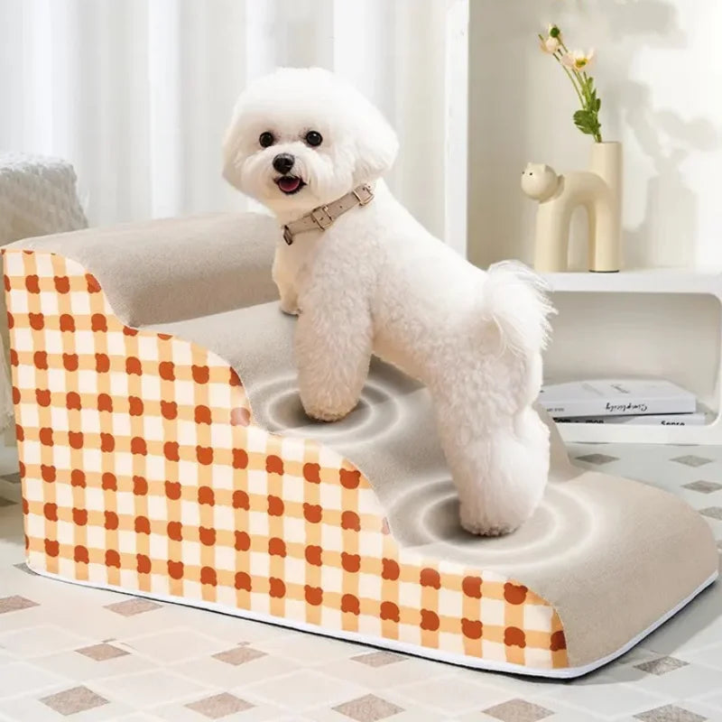 Pet Stairs for Small Dogs 🐾 1–3 Step Soft Washable Ladder