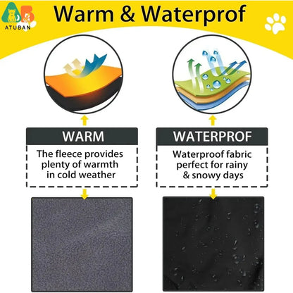 🧥 Waterproof Dog Jacket – Warm Fleece Lined Raincoat with Reflective Design 🐾