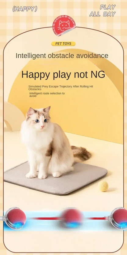 🧶 Rechargeable Cat Toy Ball ✨ Interactive Automatic Rolling Ball with Simulated Tail