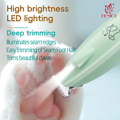 🔦 Pet Paw Trimmer 🐾 LED Grooming Clipper with 2 Speeds & Wide Blade