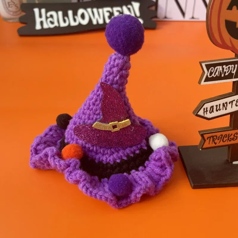Halloween Pet Hat 🎃 Hand-Knitted Witch Hat for Dogs & Cats
