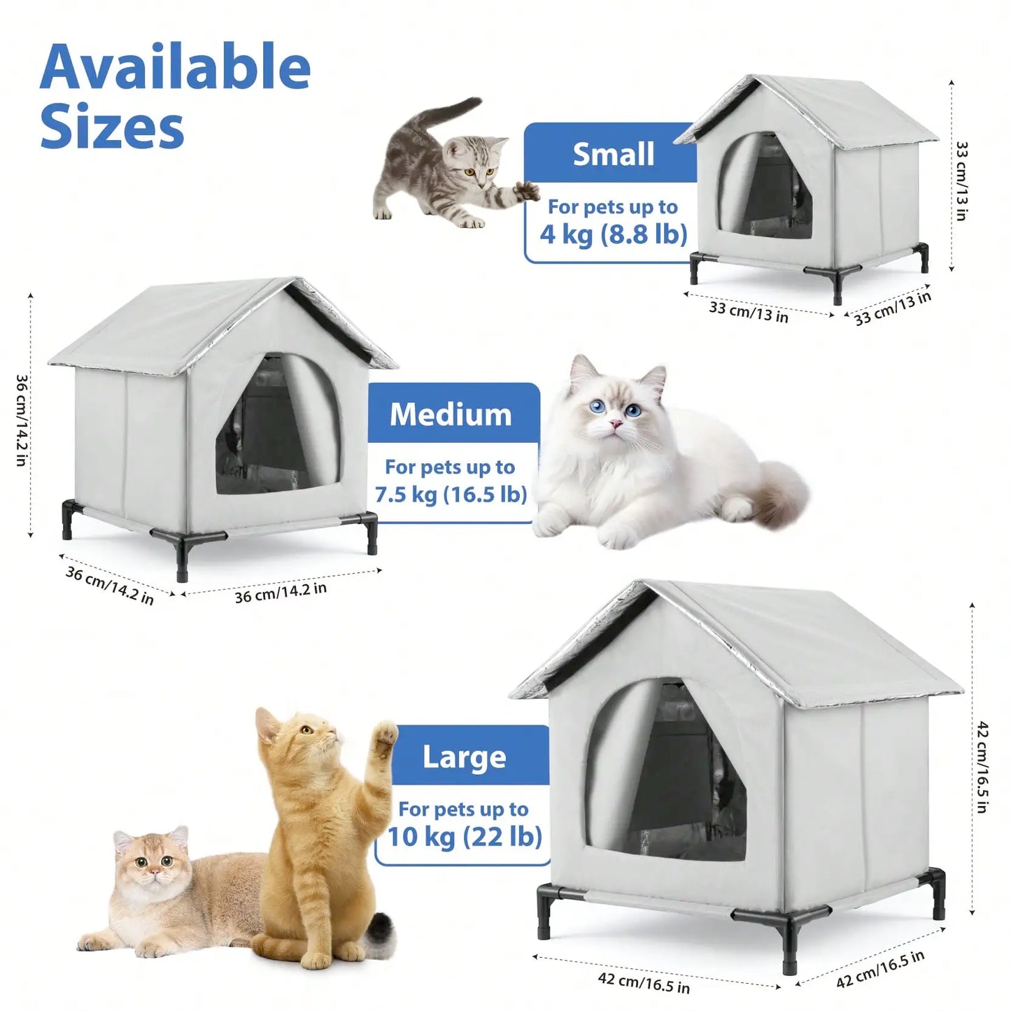 🏠 All-Season Waterproof Cat House 🧊🔥 Heated & Cooled Foldable Shelter for Indoor/Outdoor