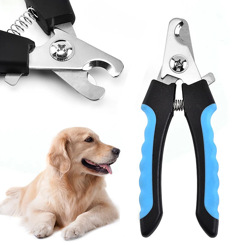 Stainless steel pet nail clippers for dogs and cats grooming trimmer scissors with non-slip handle
