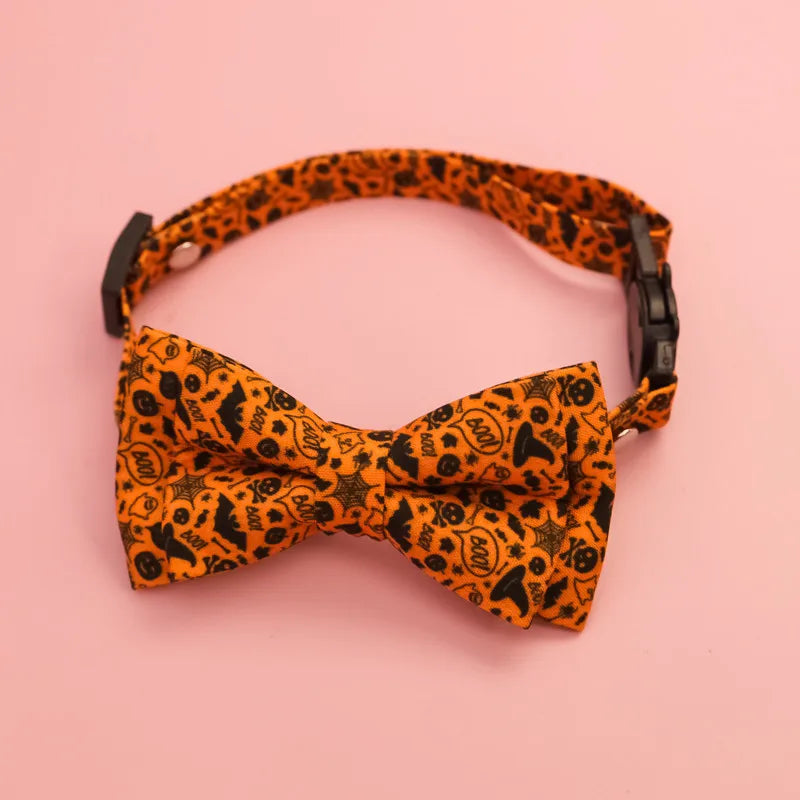 Halloween Pet Bow Tie Collar 🎃 Adjustable Cat & Dog Charm Collar 🐾