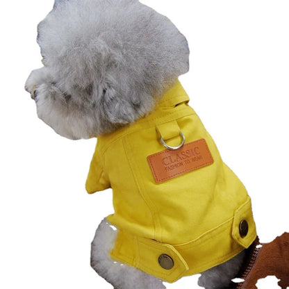 🧥 Dog Denim Jacket 🌼 Spring Vest with Leash Ring for Small Pets