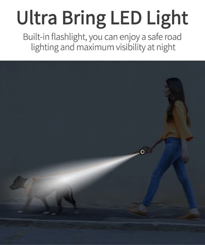 LED Dog Leash 🌈 Retractable & Rechargeable Light-Up Lead (3M/5M)