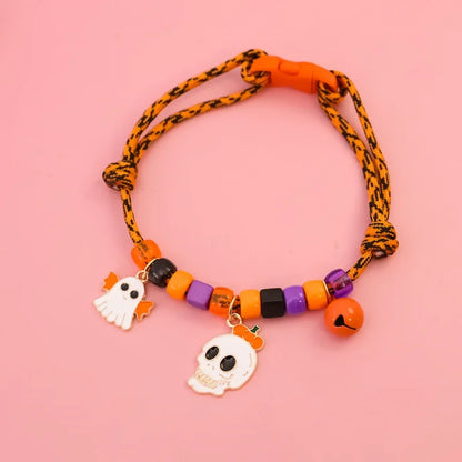 🎃 Halloween Beaded Pet Collar 🎀 Cute Festive Bell Necklace for Cats & Dogs
