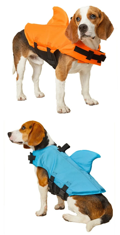 Shark Fin Dog Life Jacket 🦈 Buoyant Safety Vest for Swimming & Boating