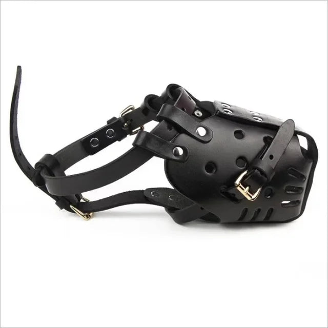 🦴 Leather Dog Muzzle 👨‍✈️Anti-Bite Training Cage for German Shepherd & Large Dogs