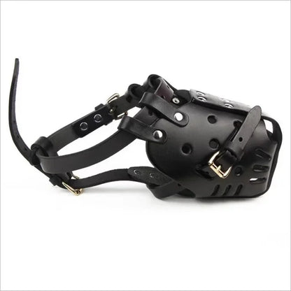 🦴 Leather Dog Muzzle 👨‍✈️Anti-Bite Training Cage for German Shepherd & Large Dogs