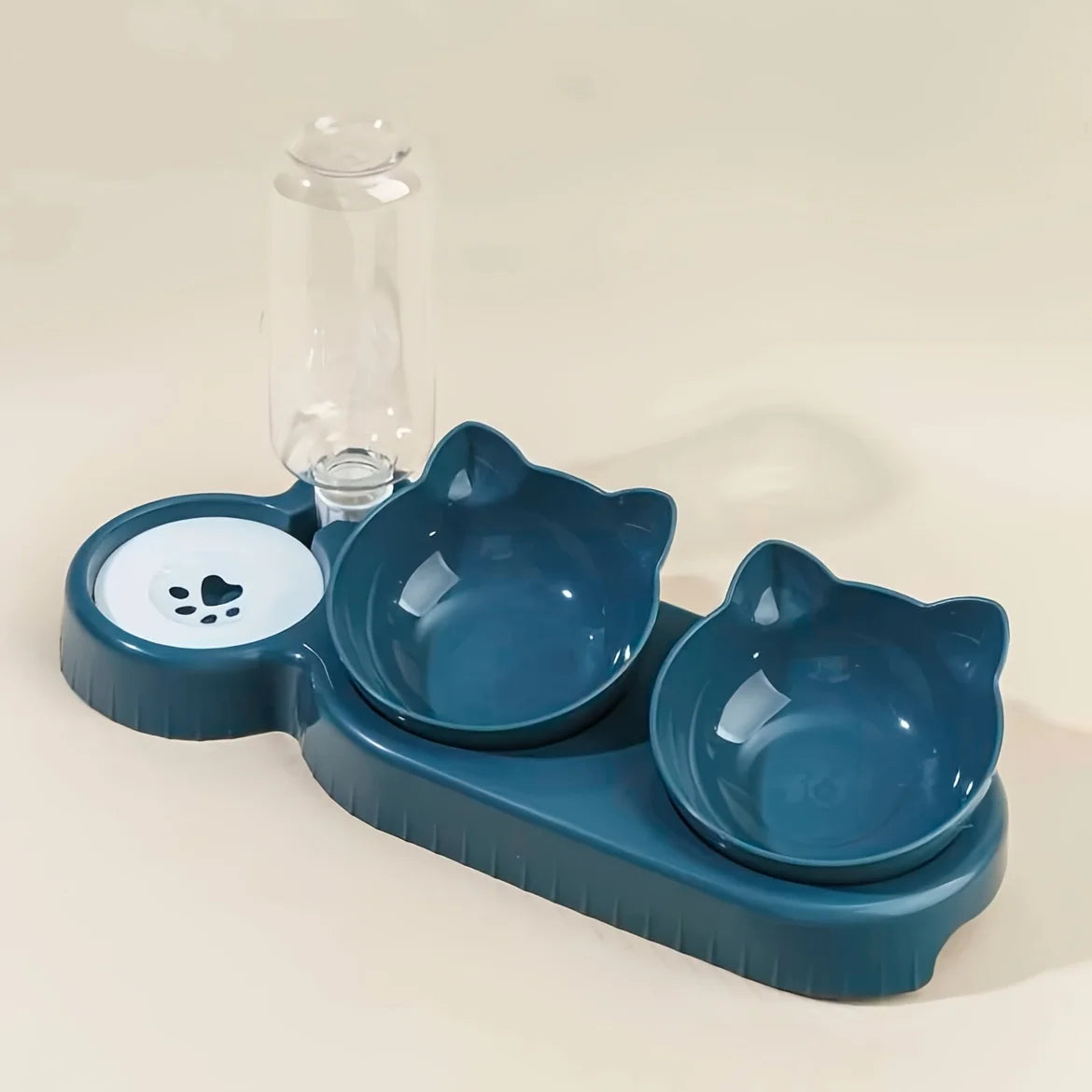 🐾 Tilted Cat Bowl Set with Gravity Water Feeder | 3-in-1 Pet Feeding Station 🐾