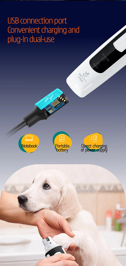 🔇 Electric Pet Nail Grinder 🐾 Rechargeable & Quiet with Diamond Head (P66)