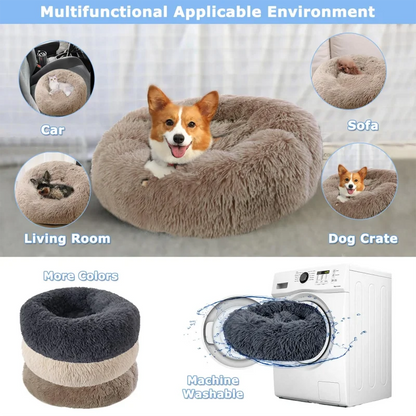 🛏️ Plush Donut Pet Bed 🐶🐱 Ultra-Soft & Washable Calming Bed for Cats and Dogs