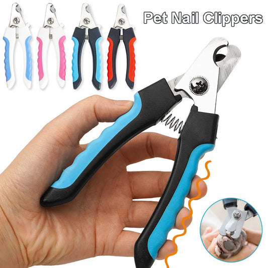 Stainless steel pet nail clippers for dogs and cats grooming trimmer scissors with non-slip handle
