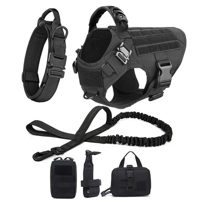 Tactical Dog Harness Set – Large Dog Vest + Leash + Collar