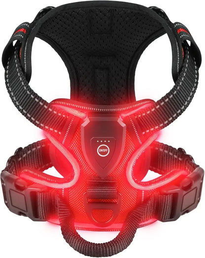 💡 LED Light Up Dog Harness – Adjustable No Pull Vest for Night Walks 🐾