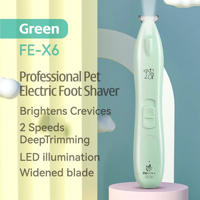 🔦 Pet Paw Trimmer 🐾 LED Grooming Clipper with 2 Speeds & Wide Blade