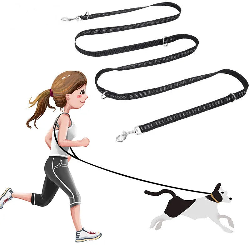🏃‍♀️ Double Dog Leash 🐶 Reflective Hands-Free Running Lead