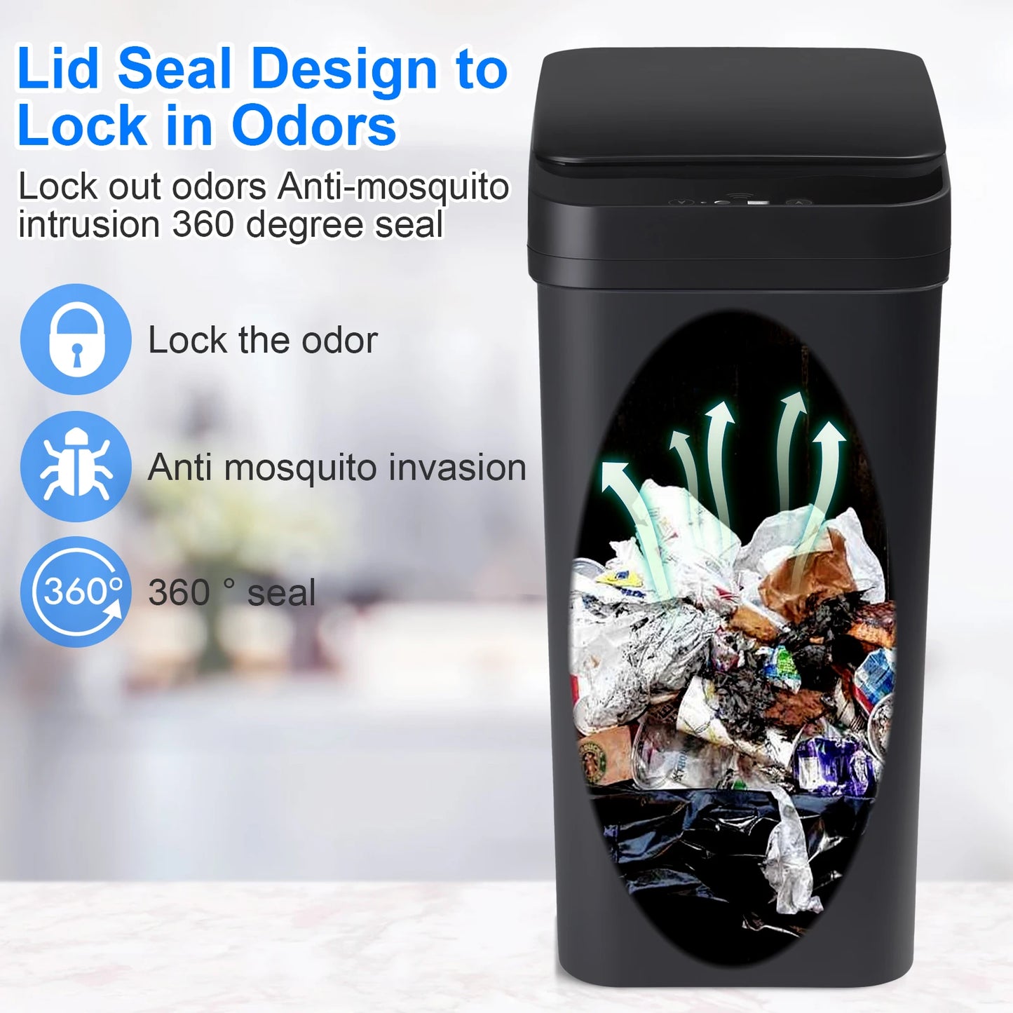 🗑️ Touchless Sensor Trash Can 12L x2 – Slim Motion Lid 🧼
