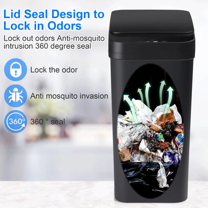🗑️ Touchless Sensor Trash Can 12L x2 – Slim Motion Lid 🧼