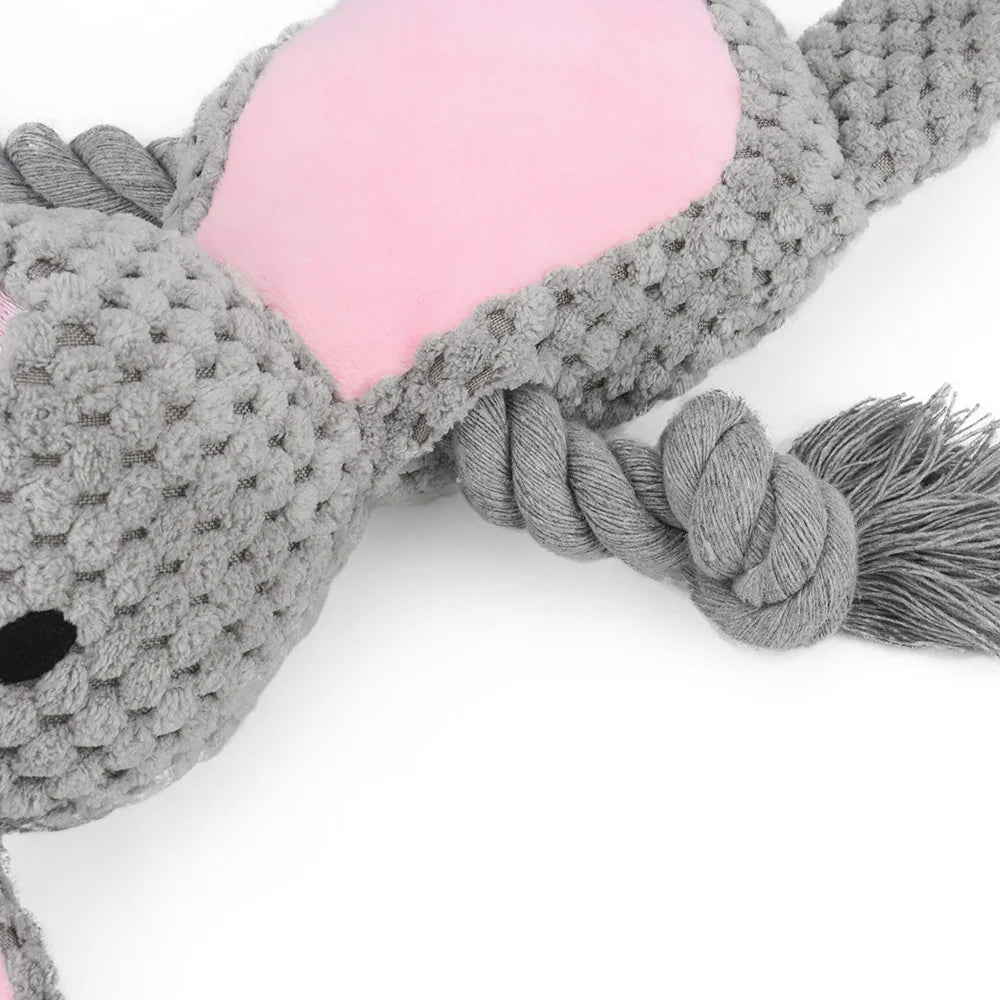 Cartoon Animal Plush Dog Toy 🐾 Squeaky Rope Chew Toy for Small Dogs & Puppies