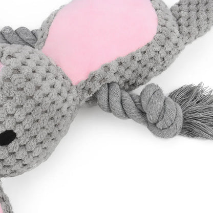 Cartoon Animal Plush Dog Toy 🐾 Squeaky Rope Chew Toy for Small Dogs & Puppies