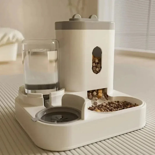 Automatic pet feeder with water dispenser for cats and dogs