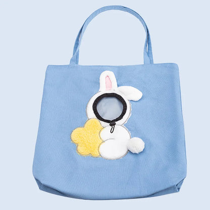 👜 Pet Canvas Travel Tote – Cute Breathable Carrier for Cats & Small Dogs