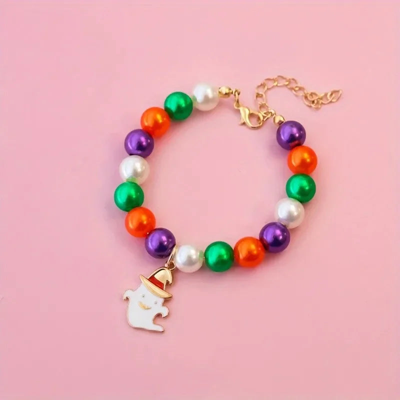 Halloween Pet Pearl Necklace 🎃✨ Fancy Beaded Jewelry for Cats & Small Dogs