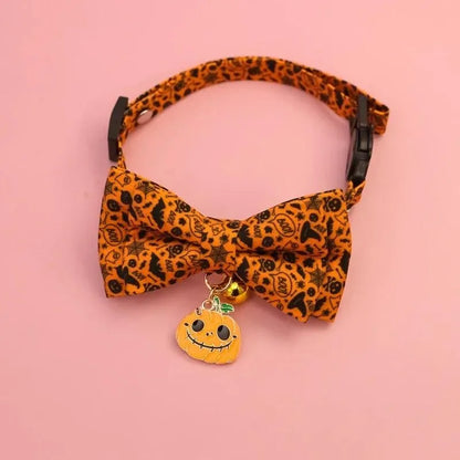 Halloween Pet Bow Tie Collar 🎃 Adjustable Cat & Dog Charm Collar 🐾