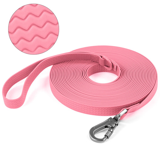 Waterproof non-slip PVC dog leash in pink for large and medium dogs