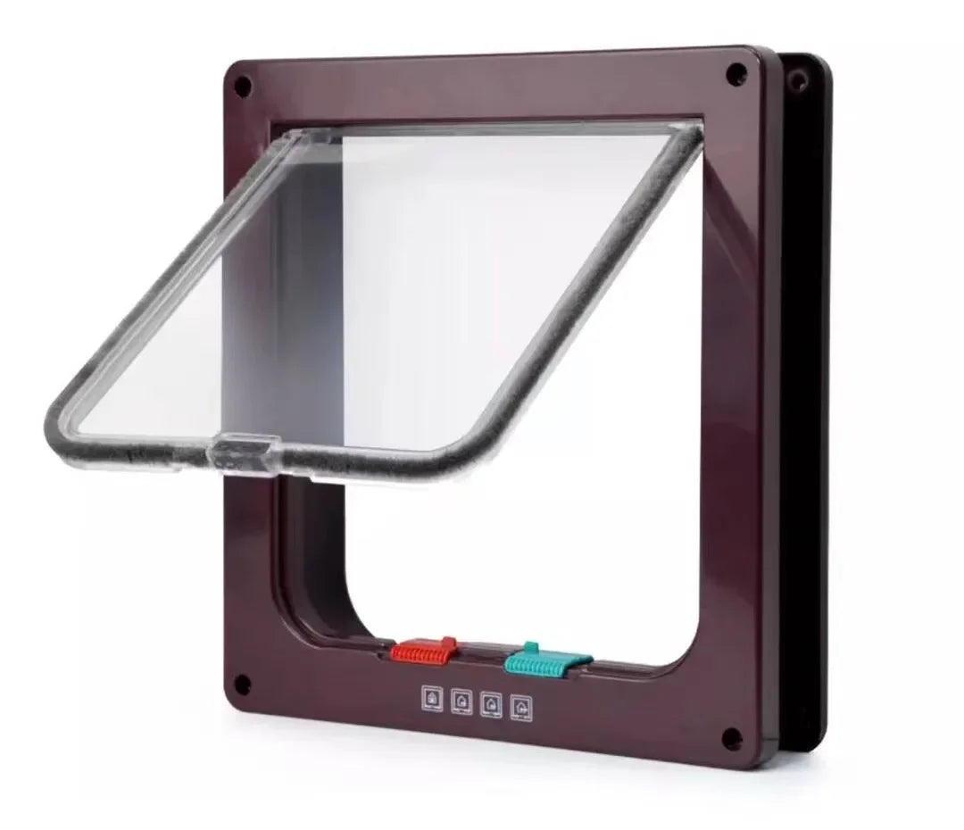🚪 Cat Flap Door 🐱 4-Way Lockable Pet Door for Walls & Windows