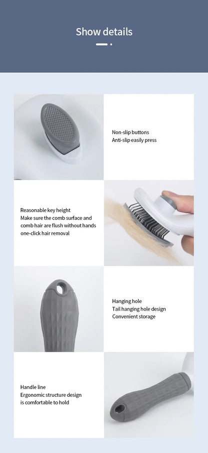 Pet Grooming Brush ✨ Self-Cleaning Comb for Dogs & Cats
