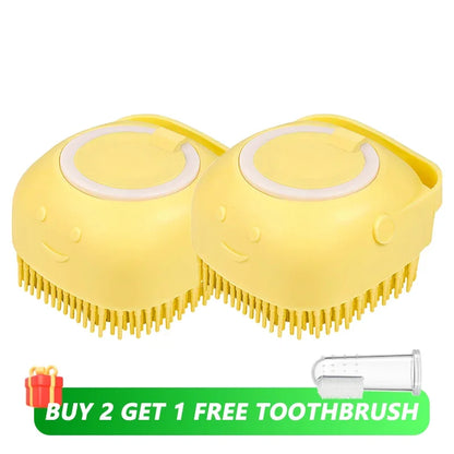 🛁 Silicone Dog Bath Brush – Pet Shampoo Scrubber & Grooming Comb 🐾