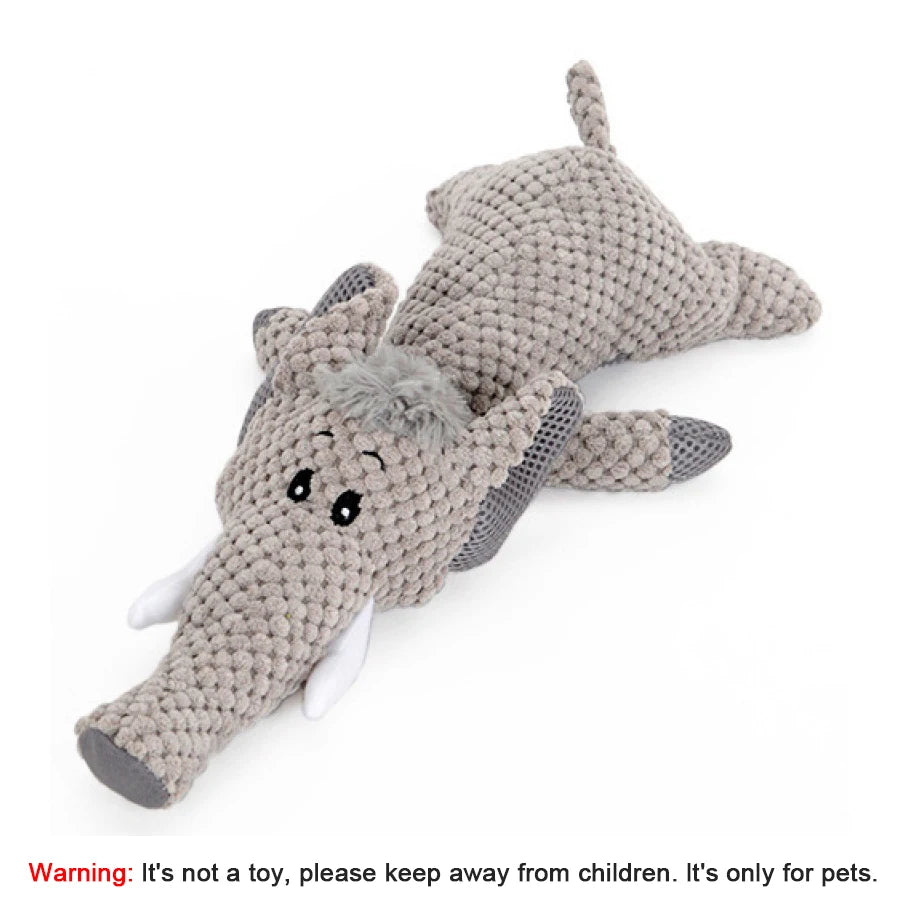 Large Squeaky Dog Plush Toy 🐾 Durable Lion, Wolf & Elephant Chew Toy for Strong Chewers