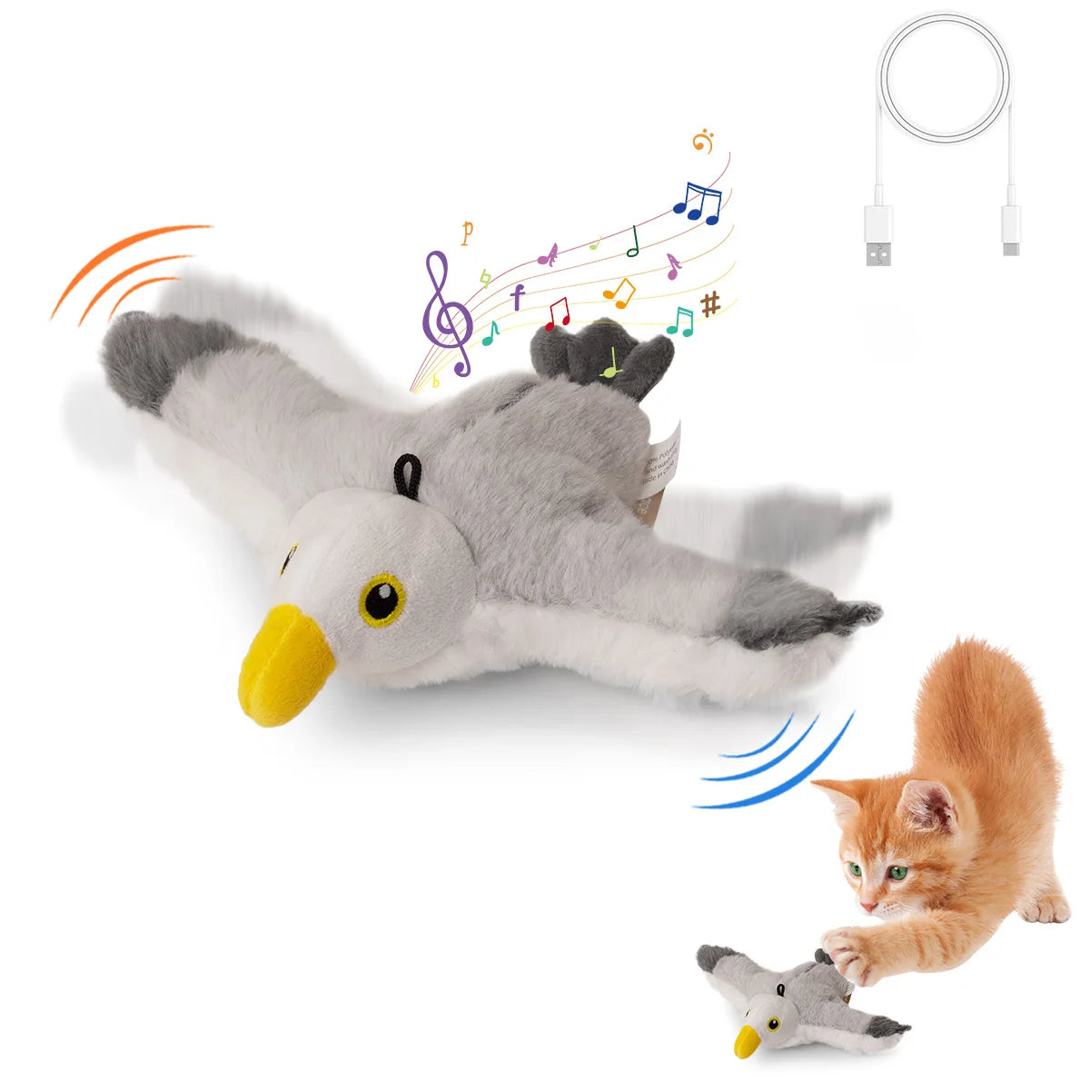 Flapping Bird Cat Toy with Real Sounds & Catnip Fun