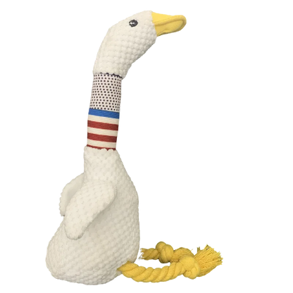 Interactive White Goose Dog Toy 🪿 – Long-Necked Plush Squeaky Chew Toy for Dogs