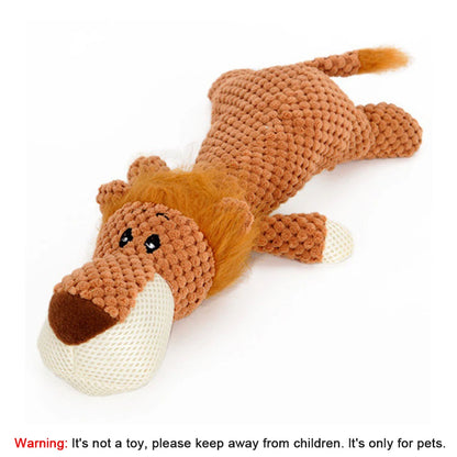 Large Squeaky Dog Plush Toy 🐾 Durable Lion, Wolf & Elephant Chew Toy for Strong Chewers