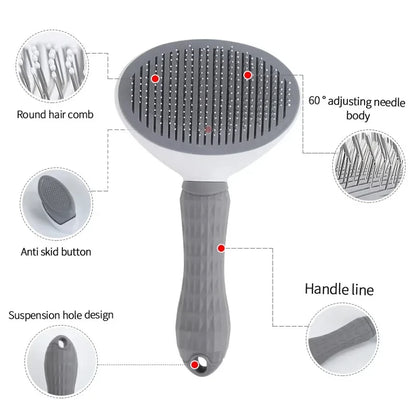 Pet Grooming Brush ✨ Self-Cleaning Comb for Dogs & Cats
