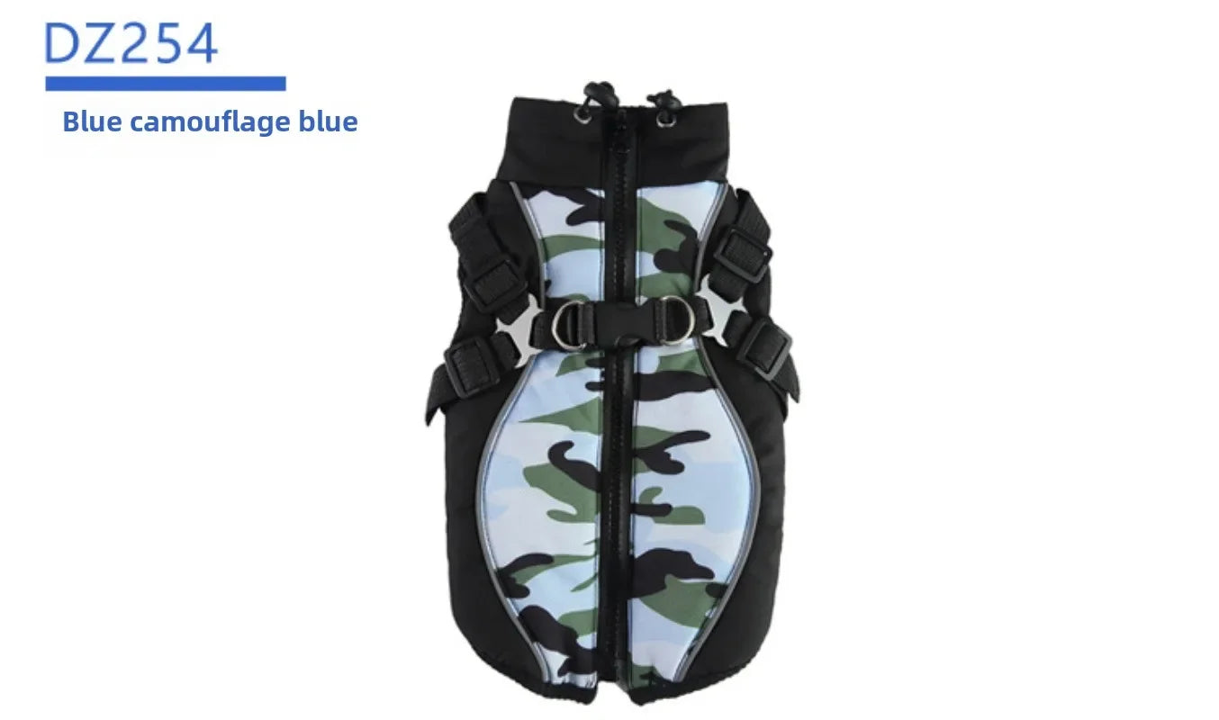 🧥 Winter Dog Jacket 🌟 Reflective Harness Coat with Zipper for Small Pets